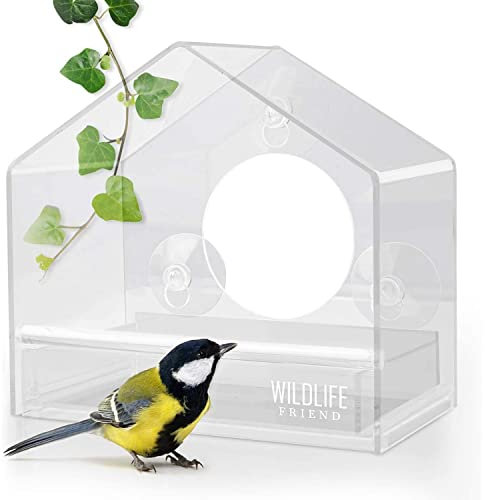 Acrylic glass window feeder with removable feeding cassette - with suction cups, feeder, bird feeder house for tits, sparrows and smaller wild birds