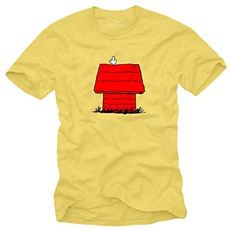 Witzige T-Shirts für Männer Snoop Dog Print Herren Gelb Größe M