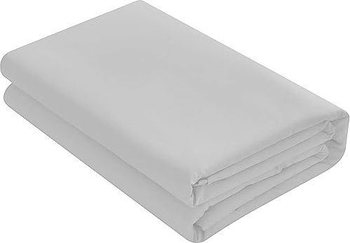 HOME ACE Non Iron Percale Flat Sheet Super King Bed Silver, 180 Thread Count 100% Poly Cotton Top Sheets Superking Bedding, Polycotton Silver Bed Sheet Superking Size Bed Cotton Flat Sheet