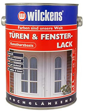 Wilckens Türen & FensterlackWeiß hochglänzend | Schnelltrocknender und dauerelastischer Kunstharzlack | 2,5 Liter