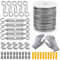 KAHEIGN 58-teilig Drahtseil Set, 30m Edelstahl Stahlseil mit Ösen Haken, 304 Edelstahl PVC-beschichtet Garten Drahtseile mit Seilspanner Spannschloss Ösenschraube für Wäscheleinen Pflanzenzäune