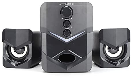 Computer Speaker, Wired Multimedia Desktop Stereo Speaker with Subwoofer and 3‑inch Bass Speaker,Multiple Audio Inputs,for PC Monitor Desktop Laptop