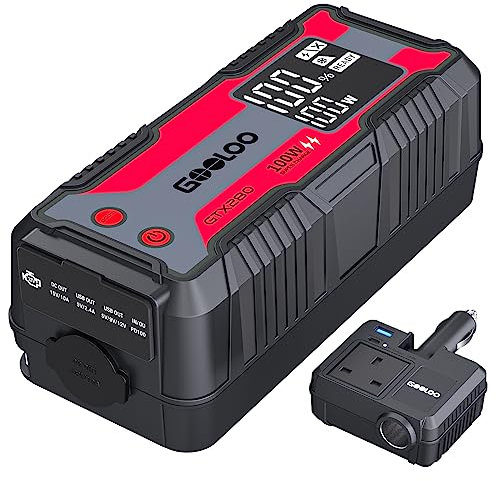 Portable Power Station Outdoor Generator, GOOLOO GTX280 280Wh Portable Charger with 230V/120W Detachable AC Outlet, Waterproof Power Supply, PD100W in/Output(Smart Clips Not Included) Black