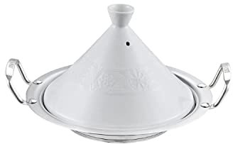 Teffo Tajine Cooking Pot Diameter 30 cm for 2-4 People, Tajin Suitable for Induction and All Hobs, Cooking Pot Made of Stainless Steel and Ceramic, Moroccan Tagine as a Casserole