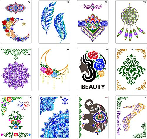 SoulQool 12 Stück Zeichenschablonen, Mandala-Schablone, wiederverwendbar, Kunststoff, Traumfänger, Schablone zum Malen auf Holzwänden, DIY, Handwerksprojekt, Heimdekoration