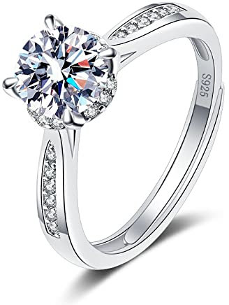 Sterling Silver Rings for Women 925 Womens Rings Women Engagement Rings for Her Promise Rings Promise Ring Wedding Ring Wedding Rings Diamond Ring Cubic Zirconia Ring Girls Fake Engagement Ring