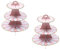 CHUANGOU 2 PCS Alzata Torta，3 Livelli Alzata Cupcake in Cartone，Adatto per La Festa di Matrimonio, Compleanno, Baby Shower, Torta, Torta da Dessert（Rosa Bianco）.