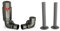 UK Radiators Pewter Thermostatic Radiator Valves and Corner Lockshield Valve - Matt Pewter Finish - Modern Design 1/2 x 15mm Corner Radiator Valves with 130mm Pipe Covers