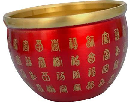 Small Brass Feng Shui Bowl, Small Desktop, Lucky Wealth Collector's Item, Red