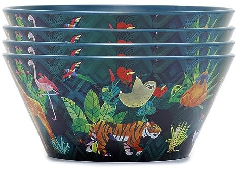 Puckator Set of 4 RPET Picnic Bowls - Animal Kingdom