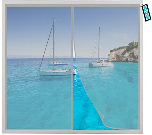 Zanzariera Magnetica Per Porte Finestra 55x80cm Zanzariere su Misura Adsorbimento Magnetico Pieghevole Impedendo Insetti di Entrare per Porte Scorrevoli, Garage Grigio