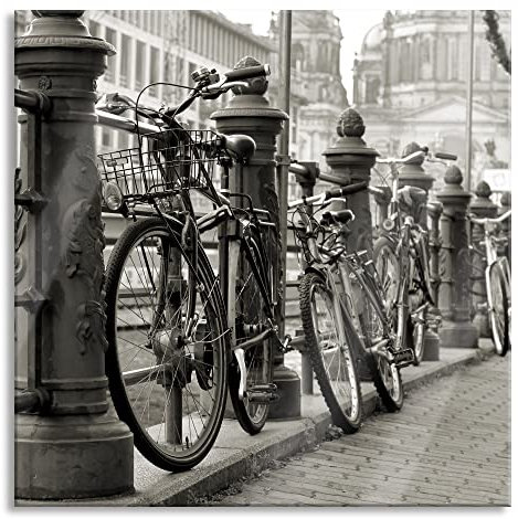 Pixxprint Glasbild, Wandbild auf Echtglas, Fahrrad in Amsterdam, 40x40 cm, inkl. Aufhängung und Abstandshalter