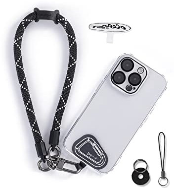 project-cb Dragonne pour téléphone,2 Téléphone Cordon patch,Dragonne pour clé, AirPods, appareil photo,Cordelette de poignet(rayures blanches, 30cm)
