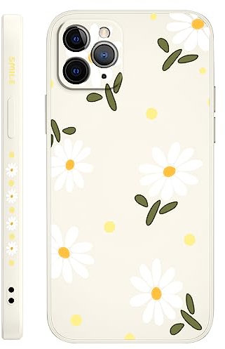 LEECG für iphone 11 Pro Max Hülle Seite kreatives Design Drucke Schlanke Weiche Schützende Handyhülle iphone 11 Pro Max 6,5 Zoll-Gänseblümchen Weiß