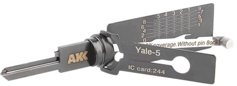 Schlosser-Werkzeug für Yale-Schlösser, 2-in-1 Dietrich und Decoder, UK-Tür-Lockpicking-Kit (Yale-5)