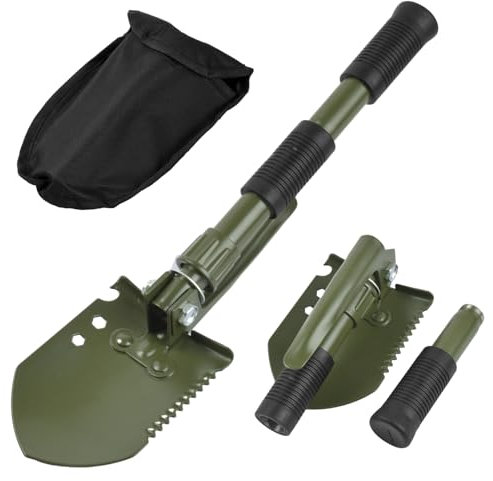 Stabiler Gartenschaufel aus Kohlenstoffstahl, Multifunktionaler Klappspaten, Faltbare Schaufel Garten Unentbehrliches Zubehör Einsetzbar im Freien (S Marinegrün)