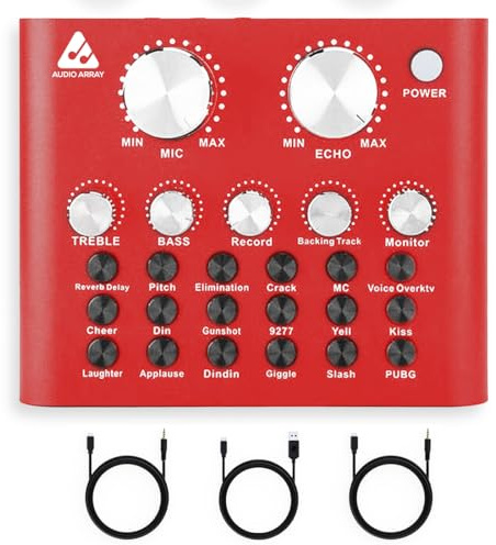 Audio Array AI-12 USB-Bluetooth-Soundkarten-Mixer-Schnittstelle, 2 Mikrofon-Eingänge, 2 Smartphone- und PC/Mac-Ausgänge, Karaoke-Aufnahme, Mobil-/PC-Streaming, Live-Audioübertragung, Singen,