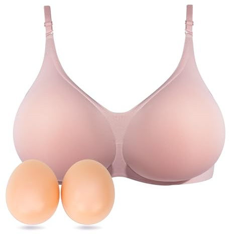 Lervanla Silikon-Brustform für Damen, Brustvergrößerung, kabellos, Mastektomie-BH mit Taschen für Prothese