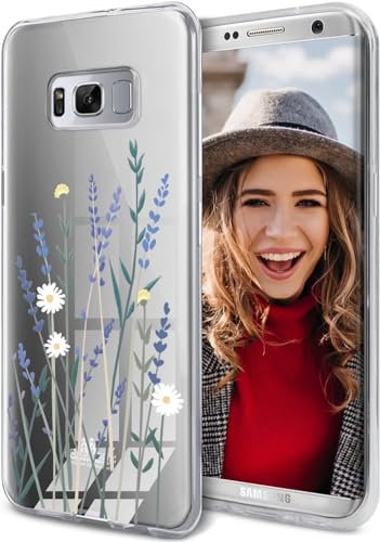 POUHYE Hülle für Samsung Galaxy S8 Handyhülle, Klare Flexible Silikon Stoßfest Cover, 1,5 mm Dicke Stoßdämpfung Samsung Galaxy S8 Schutzhülle [Nicht-Vergilbung] [Anti Slip] [Anti Scratch] Lavendel
