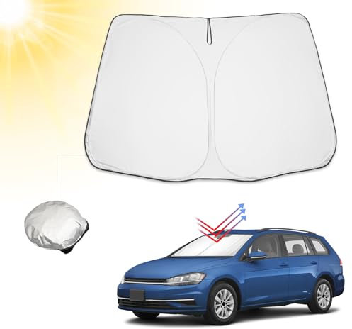 BIBIBO VW Golf Mk7 Frontscheibenabdeckung, Auto Sonnenschutz kompatibel mit Volkswagen Golf Mk7 7.5 2013-2019, Auto Abdeckung für Frontscheibe Faltbar mit UV-Schutz, Sonnenblende gegen UV-Strahlen