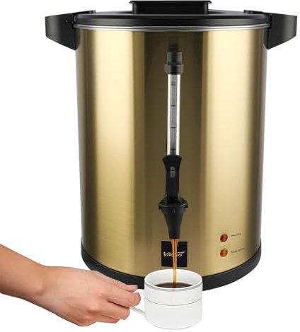 Valgus percolateur cafe professionnel 135 tasses 20L commercial acier inoxydable or double paroi grande urne à café pour les fêtes, bureaux, mariages et événements de restauration