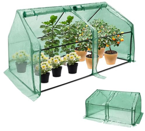 LILIIN Foliengewächshaus Frühbeet , Gewächshaus Tomatenhaus Frühbeet, Niedrig, Spitzdach, UV-beständige, Wasserdicht Pflanzenhaus für den Tomaten Gemüse 180 x 90 x 90 cm, Grün