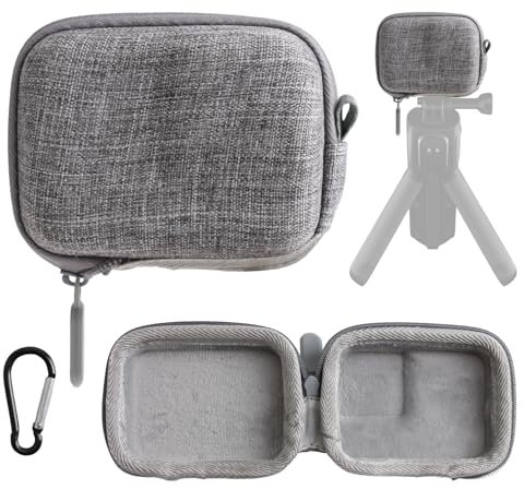 Mini Carrying Case Compatible with GoPro Hero 7 8 9 10 11 12, Grey Weaving Small Storage Bag With Half Open Zipper Shell Pocket Size Hard Shell Travel Portable Storage Box for Protect Action Cameras