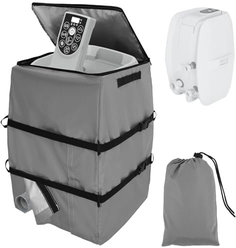 Mamamax Housse de Pompe de Chauffage pour Spa Anti Intempérie Isolée pour Spa Extérieur Housses Universelles pour Pompe de Chauffe-Eau Housse Anti-poussière avec Ouverture à Fermeture Éclair(Gris)