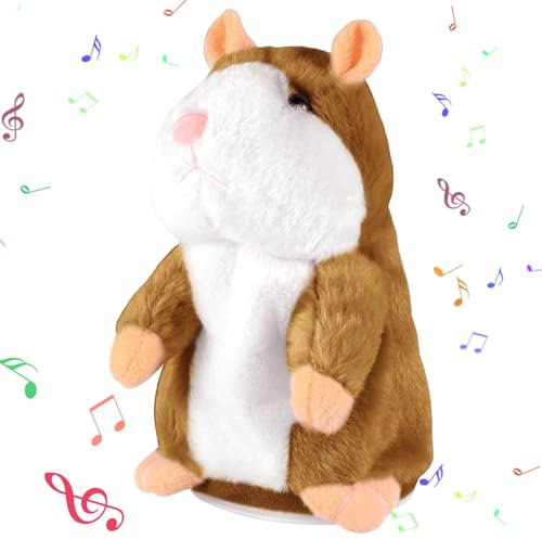 Sprechendes Hamster-Spielzeug, wiederholtes sprechendes Plüschtier, elektronisches lustiges Kinder-Stofftier, geeignet für Kinder Interaktion, Früherziehung, geburtstagsgeschenk(FARBE:Hellbraun)