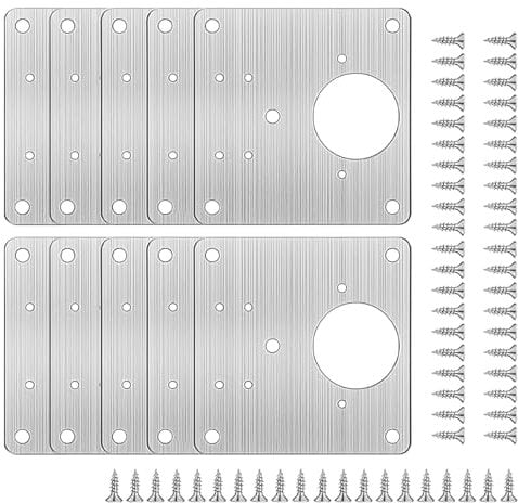 Hinge Repair Plates Cabinet Hinge Repair Plates Fixing Joining Mending Plates 5-Hole with Screws for Wooden Furniture Door Window (4)