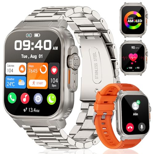 LIGE Montre Connectée Homme avec Appel Bluetooth, 1.96 Smartwatch, 123+ Modes Sportifs Montre Intelligente, IP68 Montre Homme Etanche, Fréquence Cardiaque/Sommeil, Montre Connectée Android iOS