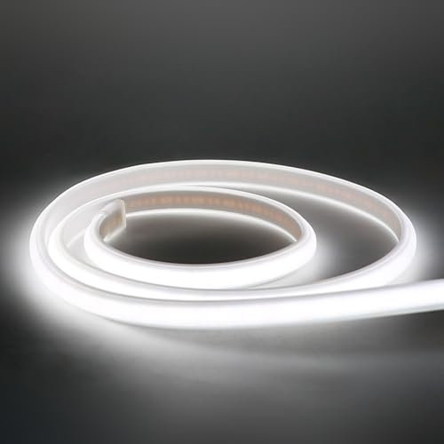 pcningled cob led Strip Light ip67 Waterproof 10m (32.8ft) cuttable 220V 10W AC Power 320 LEDs/m Outdoor led for Bedroom Wall Bookcase Shelf Workbench,etc (Cold White, 10M)