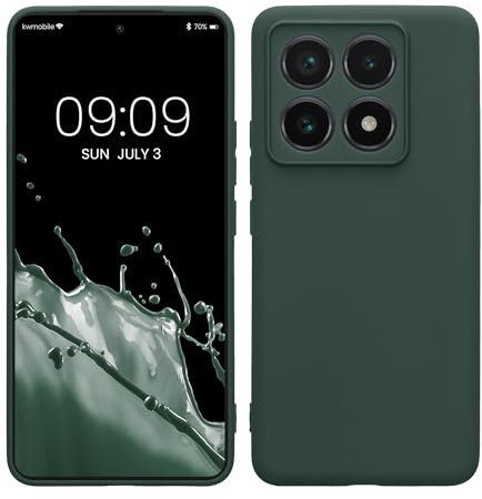 kwmobile Custodia Compatibile con Xiaomi 14T Pro Cover - Back Case per Smartphone in Silicone TPU - Protezione Gommata - verde muschio