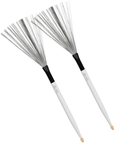 UPKOCH Paar Trommeldrahtbürste Aus Stahl Mit Griff Verstellbare Jazz Trommel Spezialbürste Für Schlagzeug Anfänger Und Jugendbands Weiß