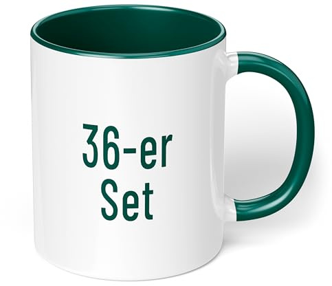 True Statements Kaffeetassen Set zum Bemalen oder bedrucken - Sublimationstassen aus hochwertiger Keramik - ideal für den Kindergeburtstag oder Sublimationsdruck - 36er Set Dunkelgrün