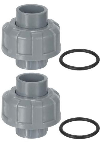 QUARKZMAN 2Pcs 20mm Adaptador de Unión de Tubería de PVC, Acoplador de Unión Deslizante de PVC con Anillo en O, Conexión de Puerto de Enchufe Deslizante para Piscinas (Gris)