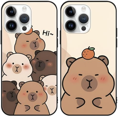 Yimctoie [2 Stück Anime Handyhülle für Apple iPhone 13 Pro Max 6.7 Hülle, Schutzhülle mit Aesthetic Capybara Muster Cover Niedlich Cartoon Weich TPU Silikon Stoßfest Kratzfest Case, Funny
