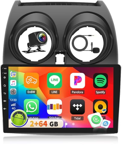 2+64G Android 15 Car Stereo for Nissan Qashqai 2006-2016 with Wireless Carplay Android Auto,9 Touchscreen Car Radio with WiFi GPS Mirror Link Bluetooth EQ FM RDS SWC
