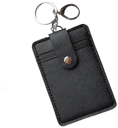 FIBOUND 1 Pièce Porte-Cartes Mince Cuir Anti RFID Haut de Gamme - Étui Sécurisé avec 2 Anneaux Clés Amovibles + Fermoir pour Cartes Bancaires et Titres d'Identité