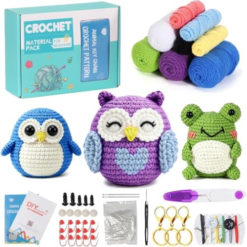 Häkelset für Anfänger, DIY Häkelset, Häkelset-Sets für Anfänger, Häkelfans | Häkel-Starter-Set mit Video-Tutorial, Geburtstagsgeschenke für Erwachsene und Kinder