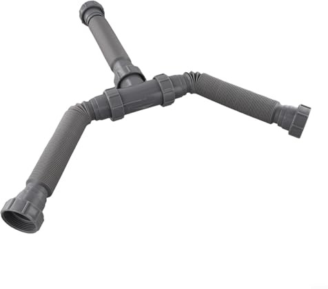 Verstellbares Doppel-Ablauf-Set mit flexiblen 20–80 cm Rohren, 1-1/2 & 1-1/4 Zoll P-Falle mit Adaptern, Silikondichtungen zur Auslaufschutz, einfache Reinigung für Küche oder Badezimmer