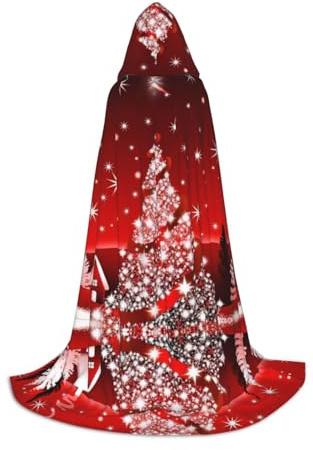 PHAYAH Albero di Natale Rosso Modello Halloween Adulto Cappuccio Veste Mantello, Donne Uomini Halloween Dress Up Party Cosplay Costumi L