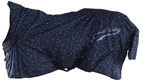 Imperial Riding - Outdoordecke 600D IRHSuper-Dry Stardust – als Regendecke, Übergangsdecke & Winterdecke – wasserdichte Weidedecke mit Fleece-Futter – Pferdedecke in Schwarz – 135cm