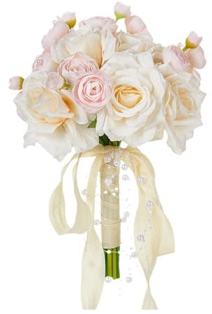 Generic Lancio Del Bouquet Da Sposa, Decorazioni per Il Matrimonio, Fiori Artificiali per Feste, Addio Al Nubilato, Rosa Chiaro