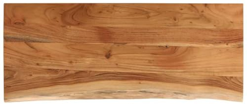 XHNIFBN Piano di lavoro per lavabo, 140 x 60 x 2,5 cm, in legno massiccio di acacia, piano di lavoro con bordo naturale, per lavabo da appoggio, piano in legno rustico rettangolare per bagno e mobili
