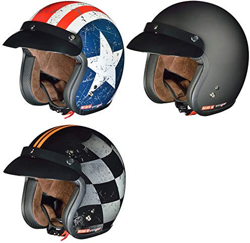 RC-583 Jethelm Motorradhelm Chopper Jet Motorrad Roller Bobber Helm rueger, Farbe:Rebell, Größe:XS (53-54)