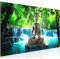 Runa Art Wandbild XXL Buddha Wasserfall Wohnzimmer Schlafzimmer 200 x 80 cm Blau Grün 5 Teilig - Made in Germany - 503555b