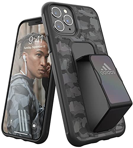 adidas Sports Compatible with iPhone 11 Pro Case, Grip Handle Stand, Protective Phone Cover - Camo Black