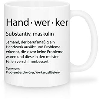 Shirtinator Beruf Definition Handwerker Geschenk Tasse mit Spruch, Arbeit Kollegen Gag Job witzig Teetasse