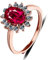 Prinzessin Diana William Kate natürlicher Peridot Rubin Verlobungsring Halo Edelstein Ring verstellbar offen 925 Sterling Silber Damen Schmuck Geschenkbox Gr. Einheitsgröße, rot